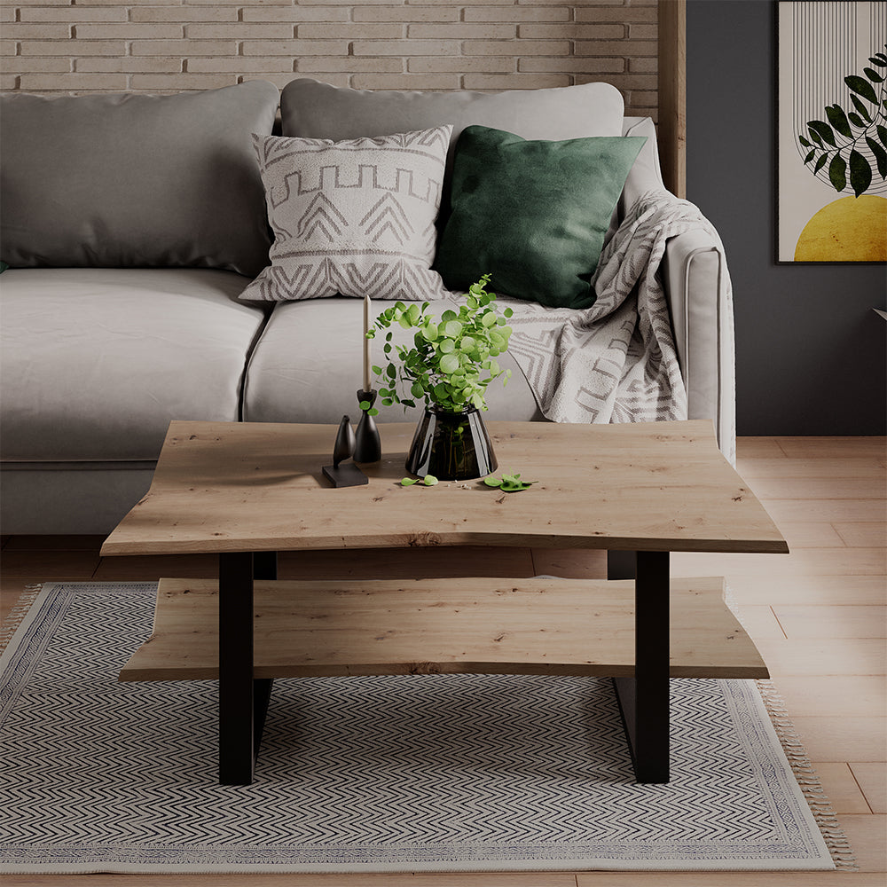 Vicco Tavolino da salotto Artigiano 100 x 60 cm , con ripiano