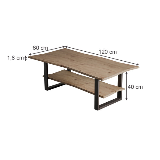 Vicco Tavolino da salotto Artigiano 120 x 60 cm , con spazio di archiviazione