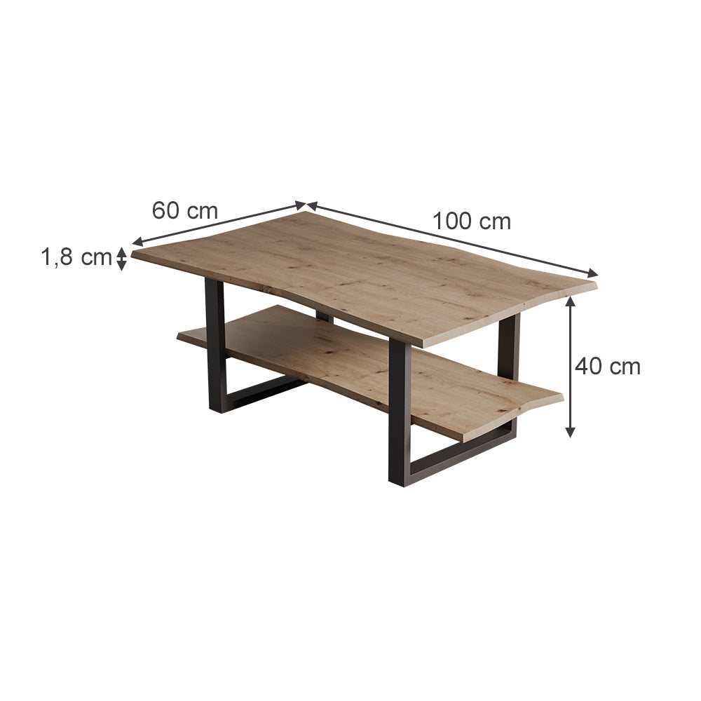 Vicco Tavolino da salotto Artigiano 100 x 60 cm , con ripiano