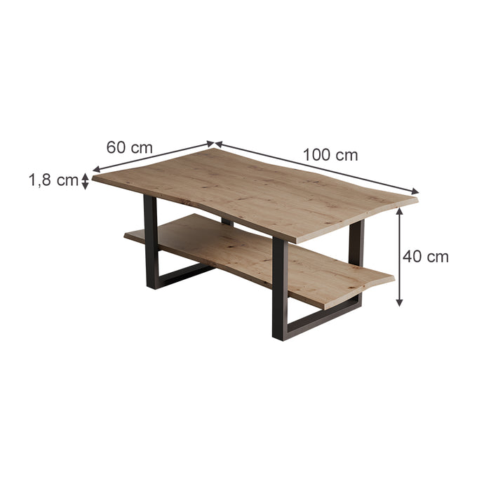 Vicco Tavolino da salotto Artigiano 100 x 60 cm , con ripiano