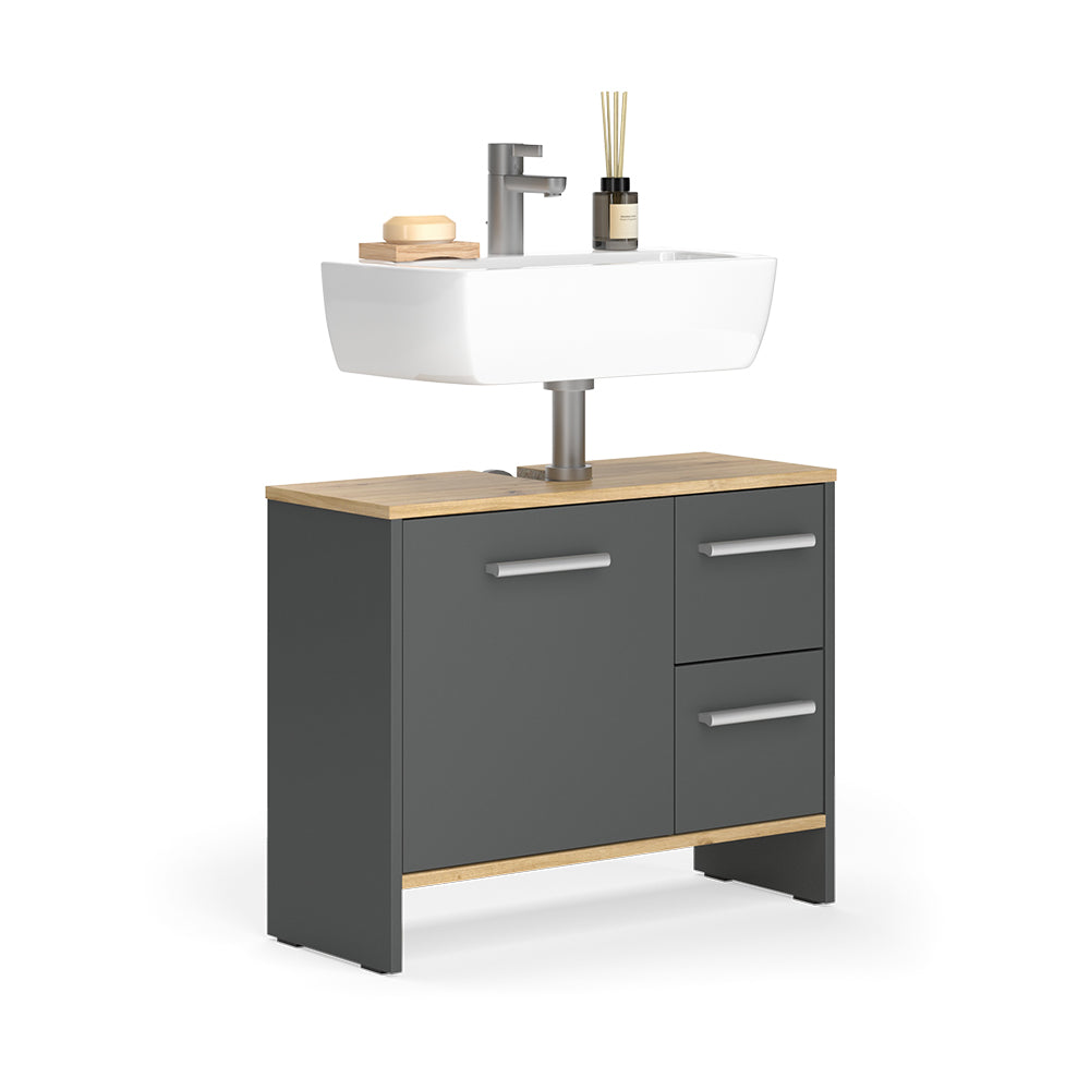 Vicco Mobile sottolavabo per bagno Antracite 70.2 x 57 cm con 2 cassetti e 1 anta