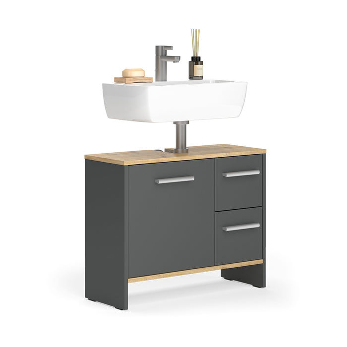 Vicco Mobile sottolavabo per bagno Antracite 70.2 x 57 cm con 2 cassetti e 1 anta