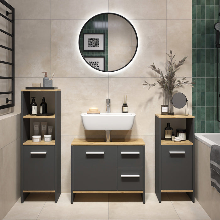 Vicco Mobile sottolavabo per bagno Antracite 70.2 x 57 cm con 2 cassetti e 1 anta