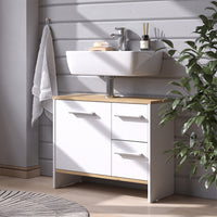 Vicco Mobile sottolavabo per bagno Rovere bianco/dorato 70.2 x 57 cm con 2 cassetti e 1 anta