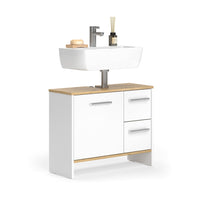 Vicco Mobile sottolavabo per bagno Rovere bianco/dorato 70.2 x 57 cm con 2 cassetti e 1 anta