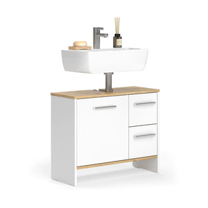 Vicco Mobile sottolavabo per bagno Rovere bianco/dorato 70.2 x 57 cm con 2 cassetti e 1 anta