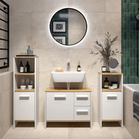 Vicco Mobile sottolavabo per bagno Rovere bianco/dorato 70.2 x 57 cm con 2 cassetti e 1 anta