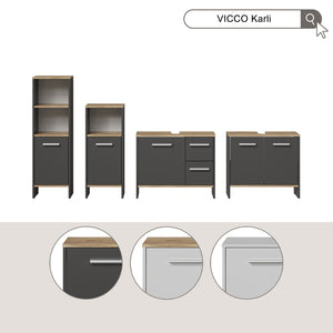 Vicco Mobile sottolavabo per bagno Rovere bianco/dorato 70.2 x 57 cm con 2 cassetti e 1 anta