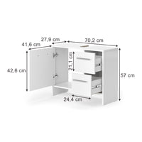 Vicco Mobile sottolavabo per bagno Bianco 70.2 x 57 cm con 2 cassetti e 1 anta