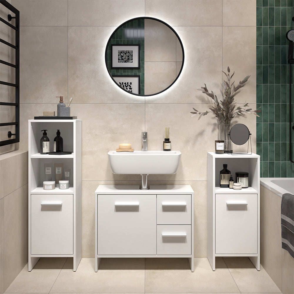 Vicco Mobile sottolavabo per bagno Bianco 70.2 x 57 cm con 2 cassetti e 1 anta