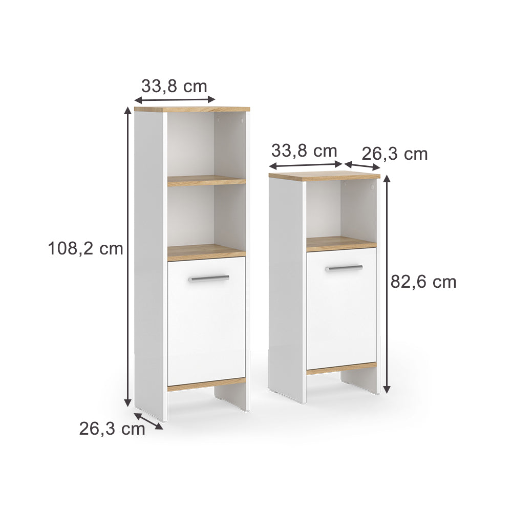 Vicco Set di mobili da bagno Rovere bianco/dorato 2 parti