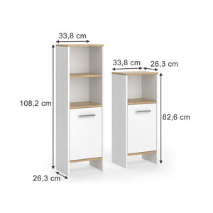 Vicco Set di mobili da bagno Rovere bianco/dorato 2 parti