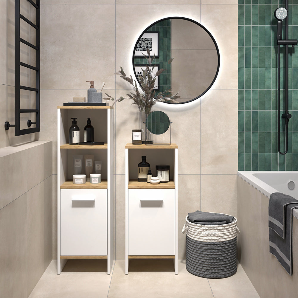 Vicco Set di mobili da bagno Rovere bianco/dorato 2 parti