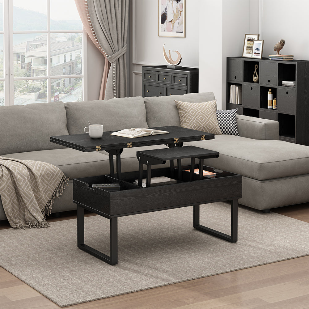 Vicco tavolino soggiorno Nero 100 x 50 cm con funzione di sollevamento