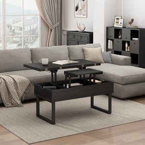 Vicco tavolino soggiorno Nero 100 x 50 cm con funzione di sollevamento