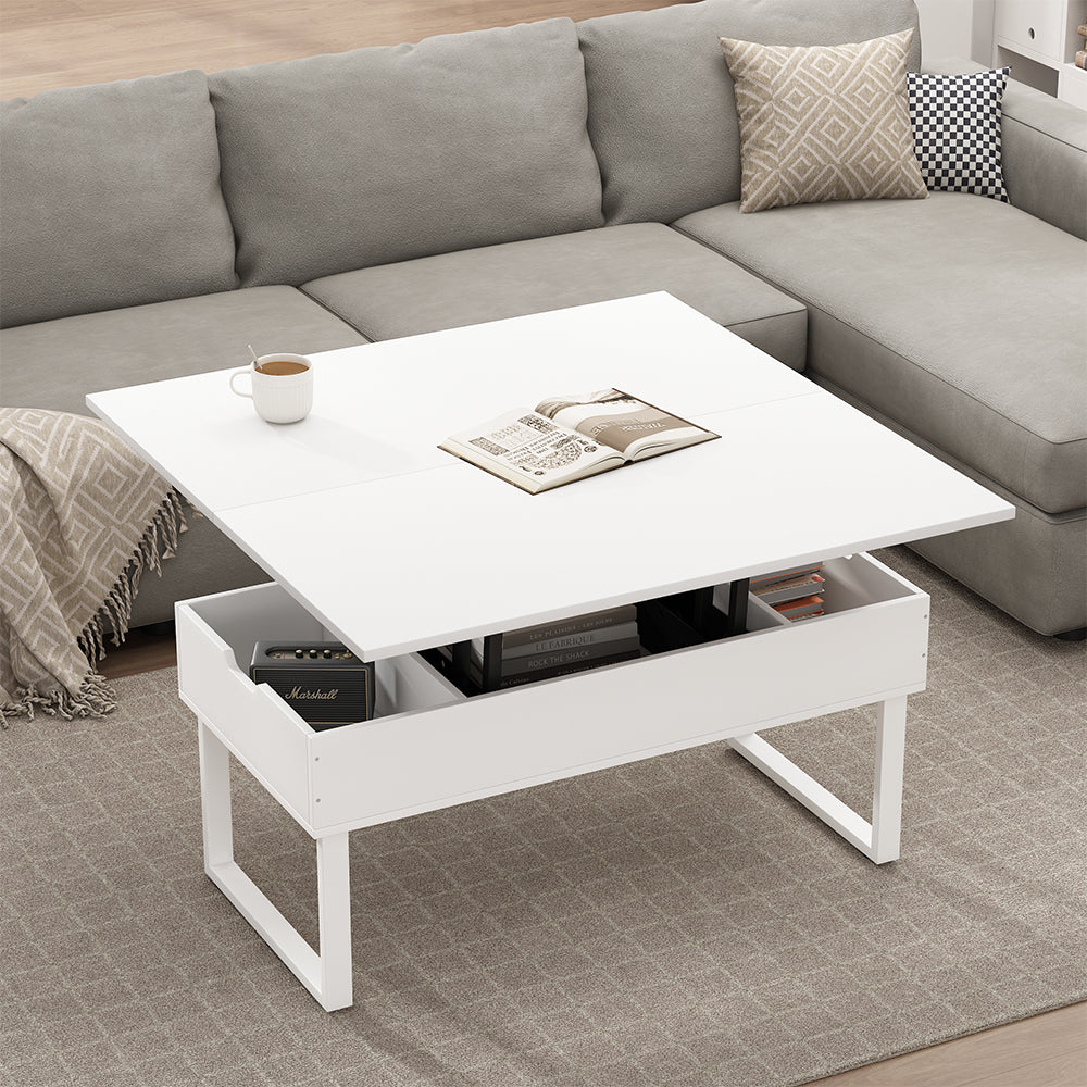 Vicco tavolino soggiorno Bianco 100 x 50 cm con funzione di sollevamento