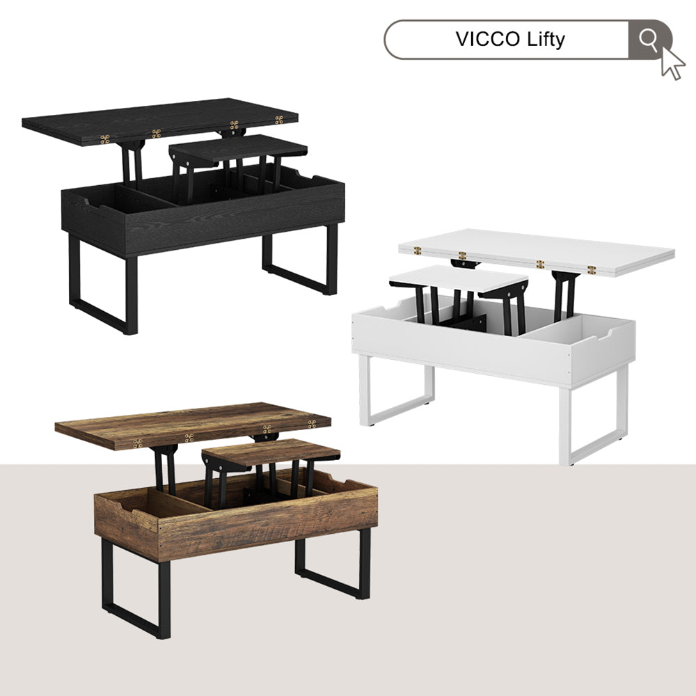 Vicco tavolino soggiorno Bianco 100 x 50 cm con funzione di sollevamento