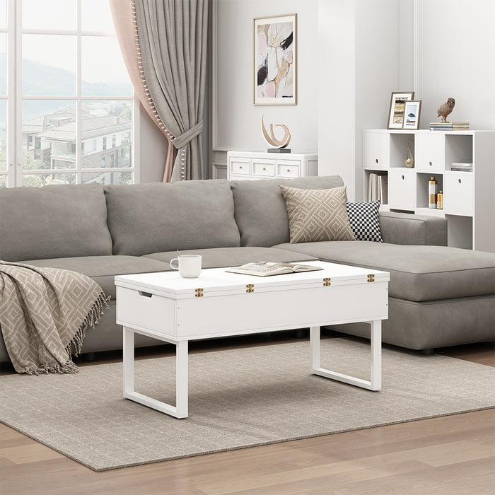 Vicco tavolino soggiorno Bianco 100 x 50 cm con funzione di sollevamento