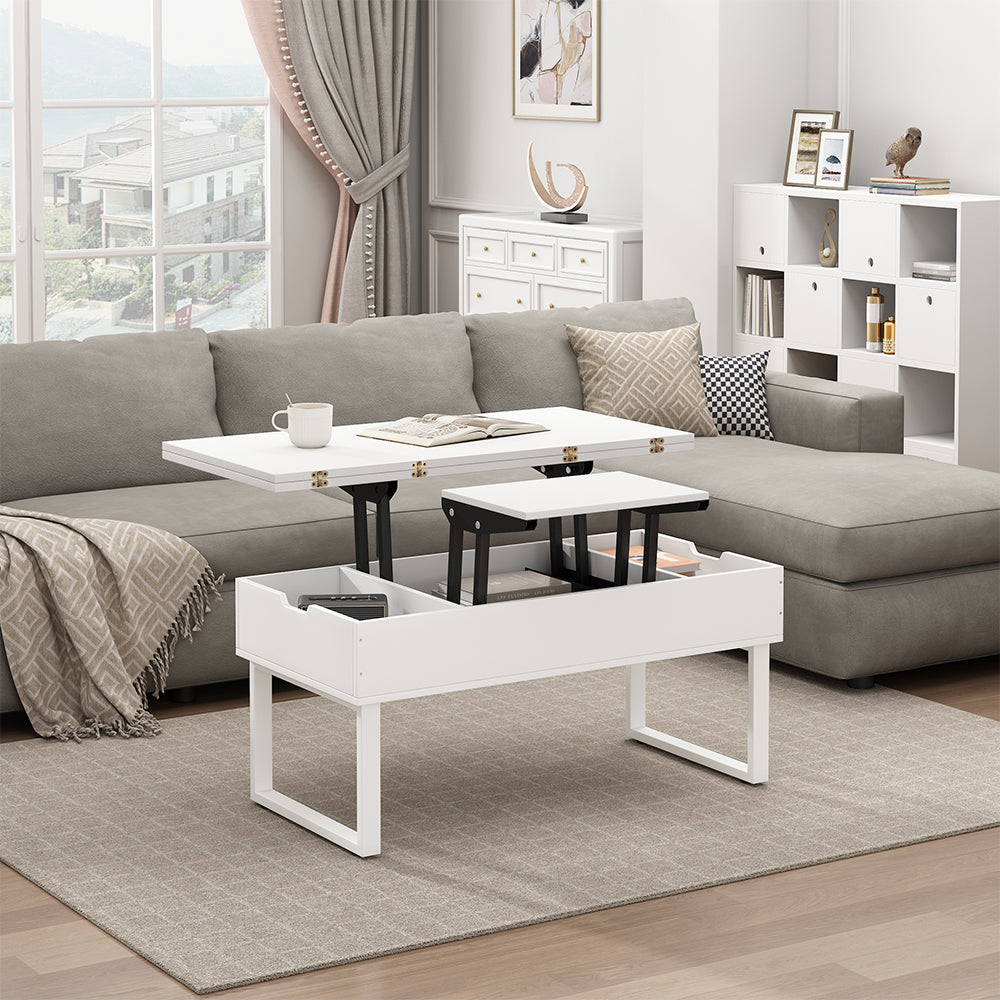 Vicco tavolino soggiorno Bianco 100 x 50 cm con funzione di sollevamento