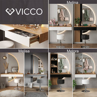 Vicco Tavolo da toeletta Bianco 120 cm con illuminazione LED e sgabello