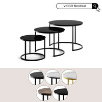 Vicco Set di tavolini da caffè Marmo nero 55 x 55 cm 3 parti
