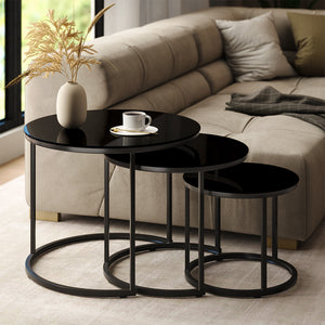 Vicco Tavolino da divano Vetro 55 x 55 cm 3 parti