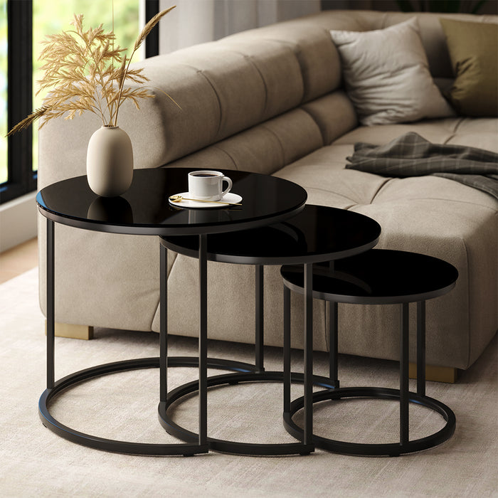 Vicco Tavolino da divano Vetro 55 x 55 cm 3 parti