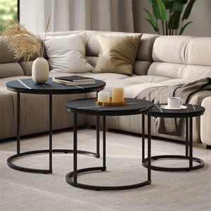 Vicco Set di tavolini da caffè Marmo nero 55 x 55 cm 3 parti