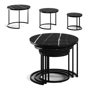 Vicco Set di tavolini da caffè Marmo nero 55 x 55 cm 3 parti