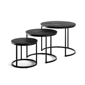 Vicco Set di tavolini da caffè Marmo nero 55 x 55 cm 3 parti