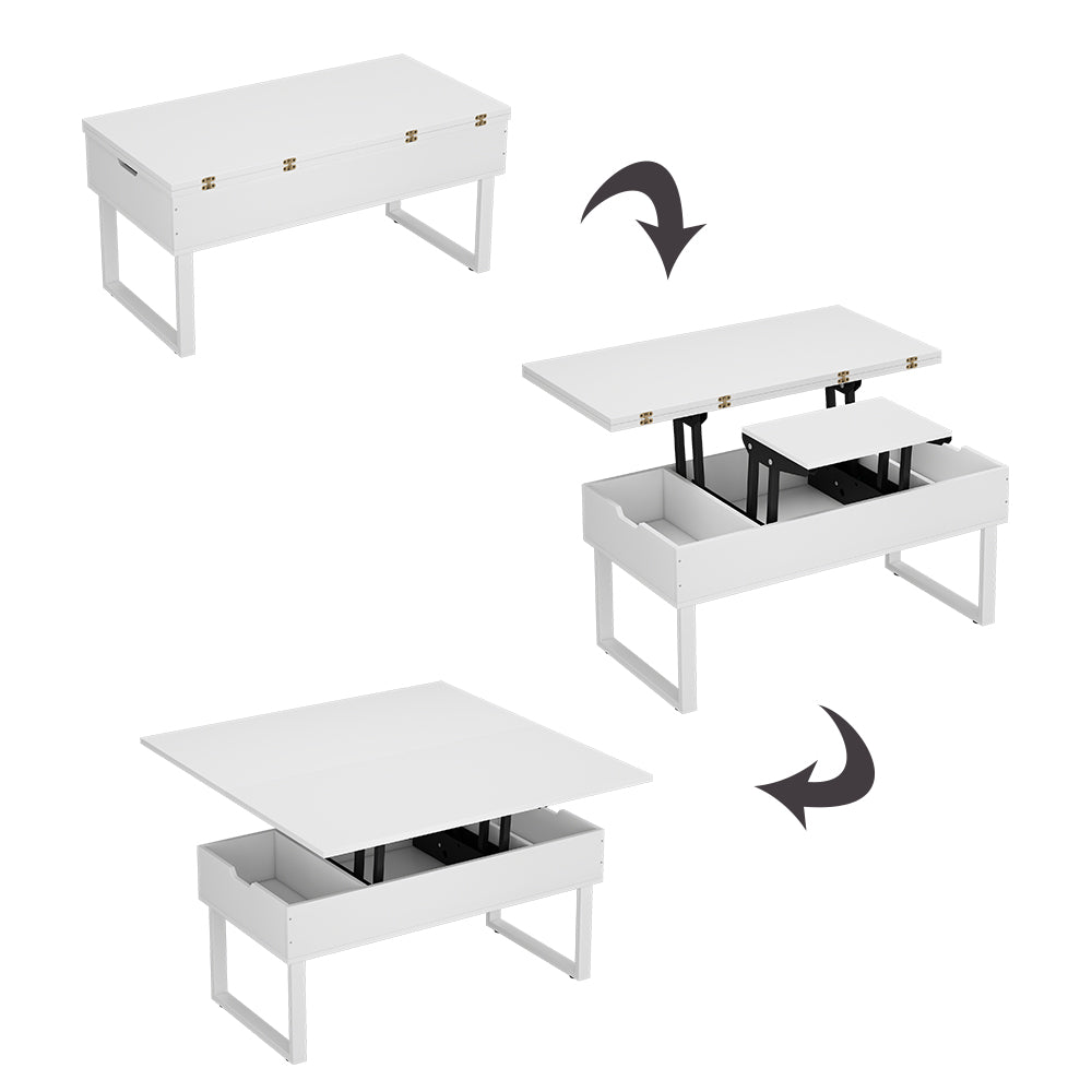 Vicco tavolino soggiorno Bianco 100 x 50 cm con funzione di sollevamento
