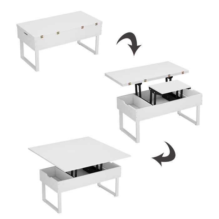Vicco tavolino soggiorno Bianco 100 x 50 cm con funzione di sollevamento