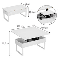 Vicco tavolino soggiorno Bianco 100 x 50 cm con funzione di sollevamento