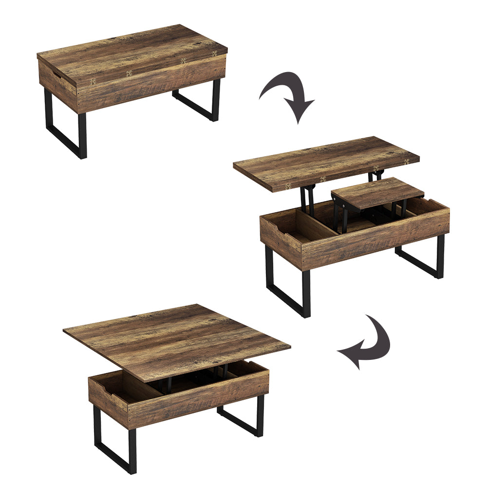 Vicco tavolino soggiorno Rovere rustico 100 x 50 cm con funzione di sollevamento