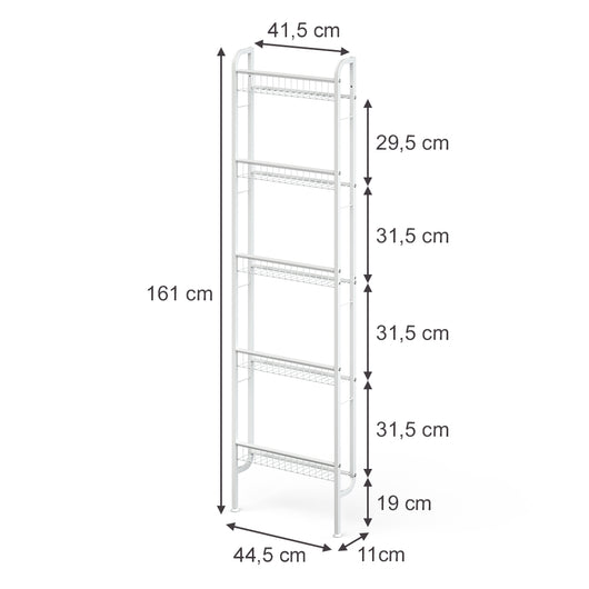 Vicco Scaffale a scala Bianco 44.5 x 160 cm con 5 ripiani
