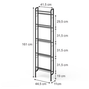 Vicco Scaffale a scala Nero 44.5 x 160 cm con 5 ripiani
