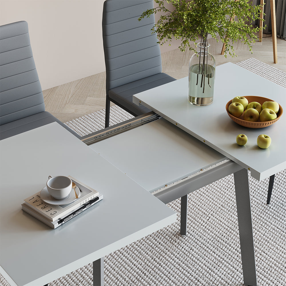 Vicco tavolo da pranzo allungabile Bianco/Grigio 160 x 80 cm con piano d'appoggio allungabile