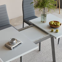 Vicco tavolo da pranzo allungabile Bianco/Grigio 160 x 80 cm con piano d'appoggio allungabile