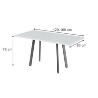 Vicco tavolo da pranzo allungabile Bianco/Grigio 160 x 80 cm con piano d'appoggio allungabile