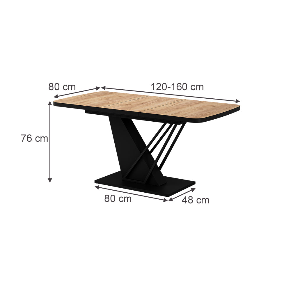 Vicco tavolo da pranzo allungabile Rovere Goldkraft/nero 120 x 80 cm estensibile
