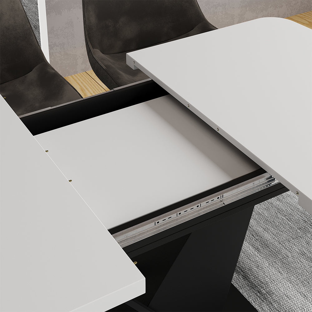 Vicco tavolo da pranzo allungabile Bianco/nero 120 x 80 cm estensibile