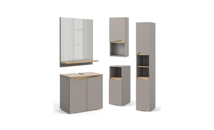 Vicco Armadio per il bagno Grigio 30 x 180 cm con porte e vani aperti