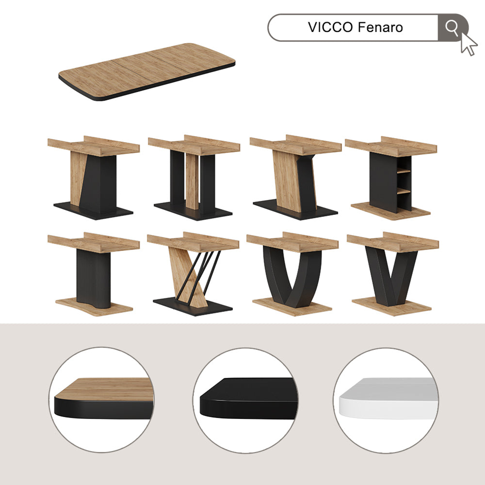 Vicco tavolo da pranzo allungabile Rovere nero/oro 120 x 80 cm estensibile