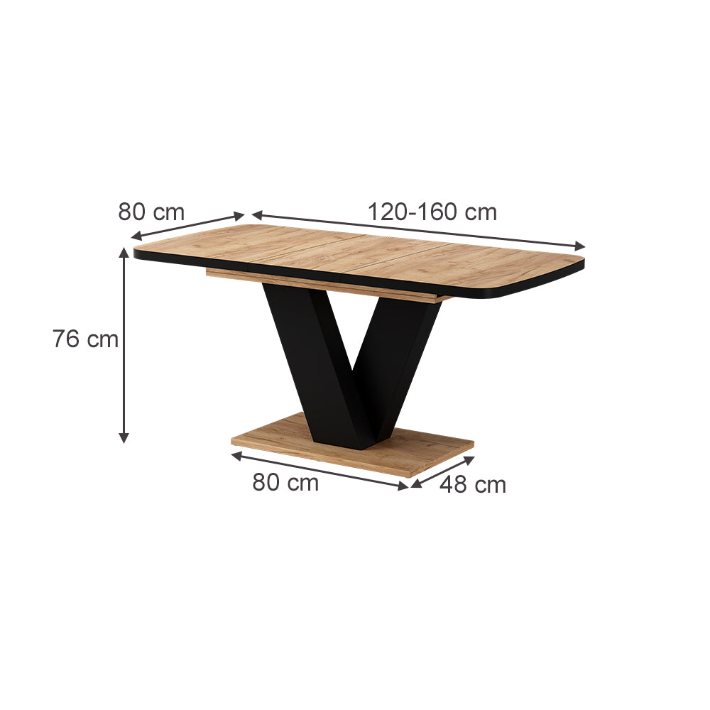 Vicco tavolo da pranzo allungabile Rovere nero/oro 120 x 80 cm estensibile