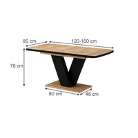 Vicco tavolo da pranzo allungabile Rovere nero/oro 120 x 80 cm estensibile