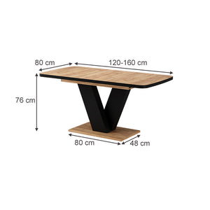 Vicco tavolo da pranzo allungabile Rovere nero/oro 120 x 80 cm estensibile