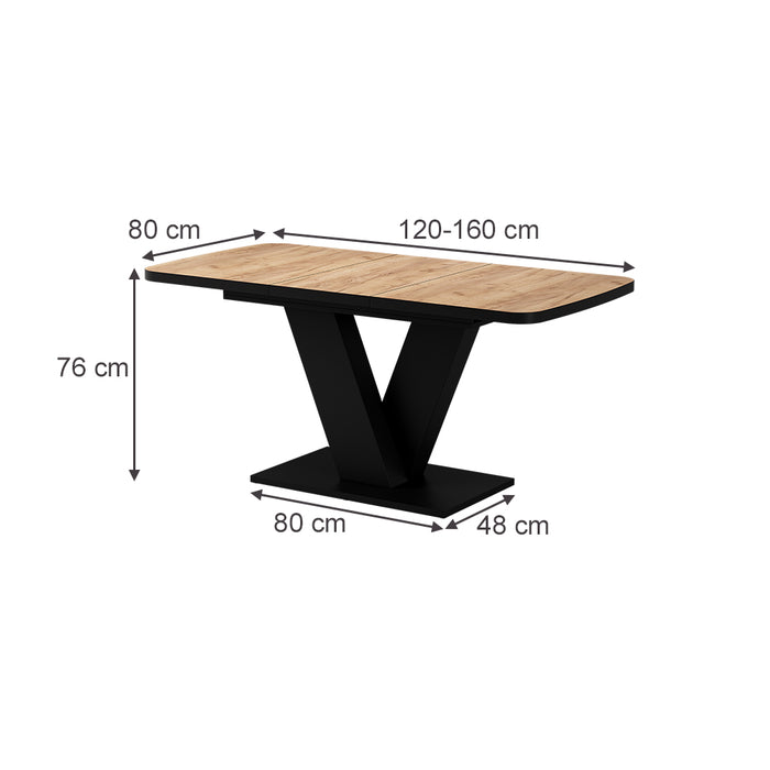 Vicco tavolo da pranzo allungabile Rovere Goldkraft/nero 120 x 80 cm estensibile