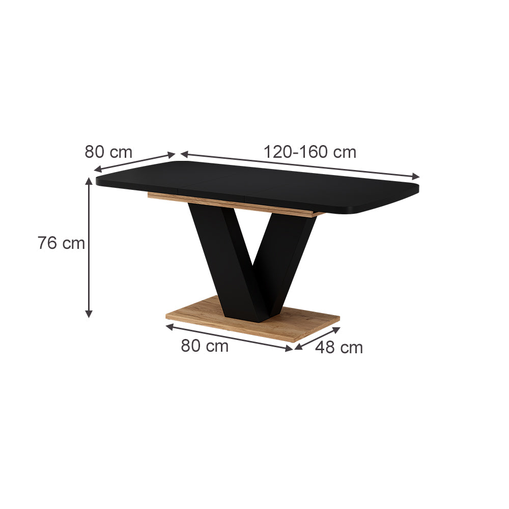 Vicco tavolo da pranzo allungabile Nero/quercia 120 x 80 cm estensibile
