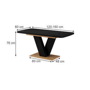 Vicco tavolo da pranzo allungabile Nero/quercia 120 x 80 cm estensibile