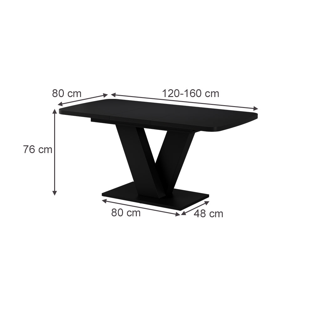 Vicco tavolo da pranzo allungabile Nero 120 x 80 cm estensibile